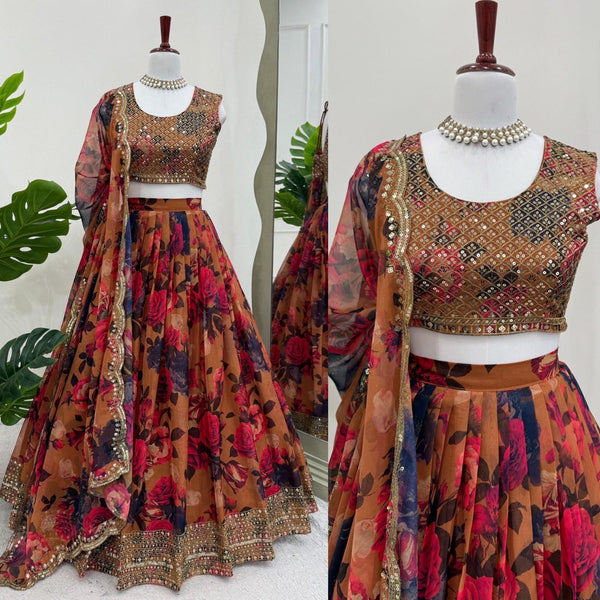 Letest Organza Full Stitched With Sequnce Work Lehenga Choli