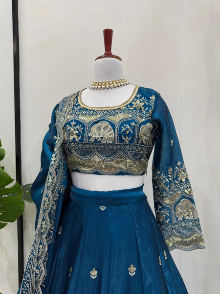 Wedding Wear Blue Color Lehenga Choli