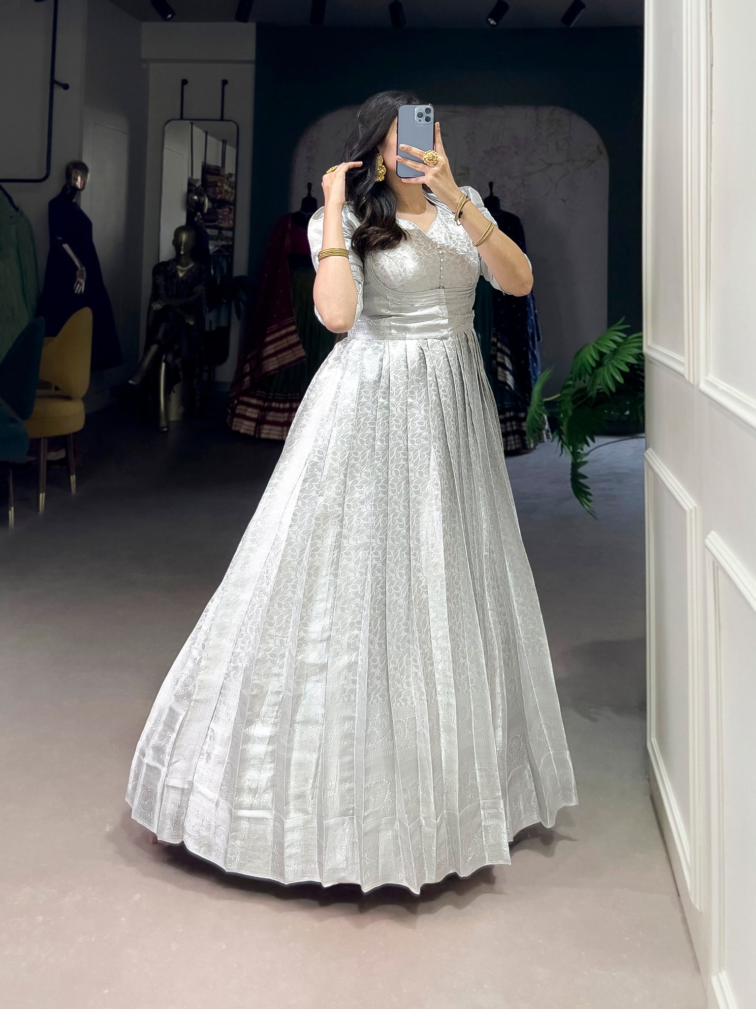 Designer Kanjivaram Zari Gown Jacket