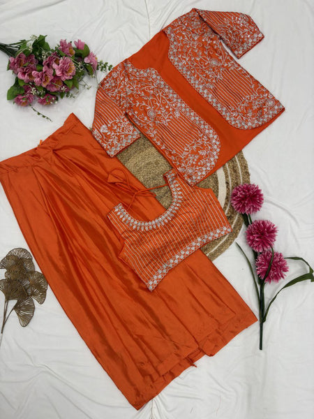 Ready to Wear Chinon SIlk Dhoti Blouse Jacket Set
