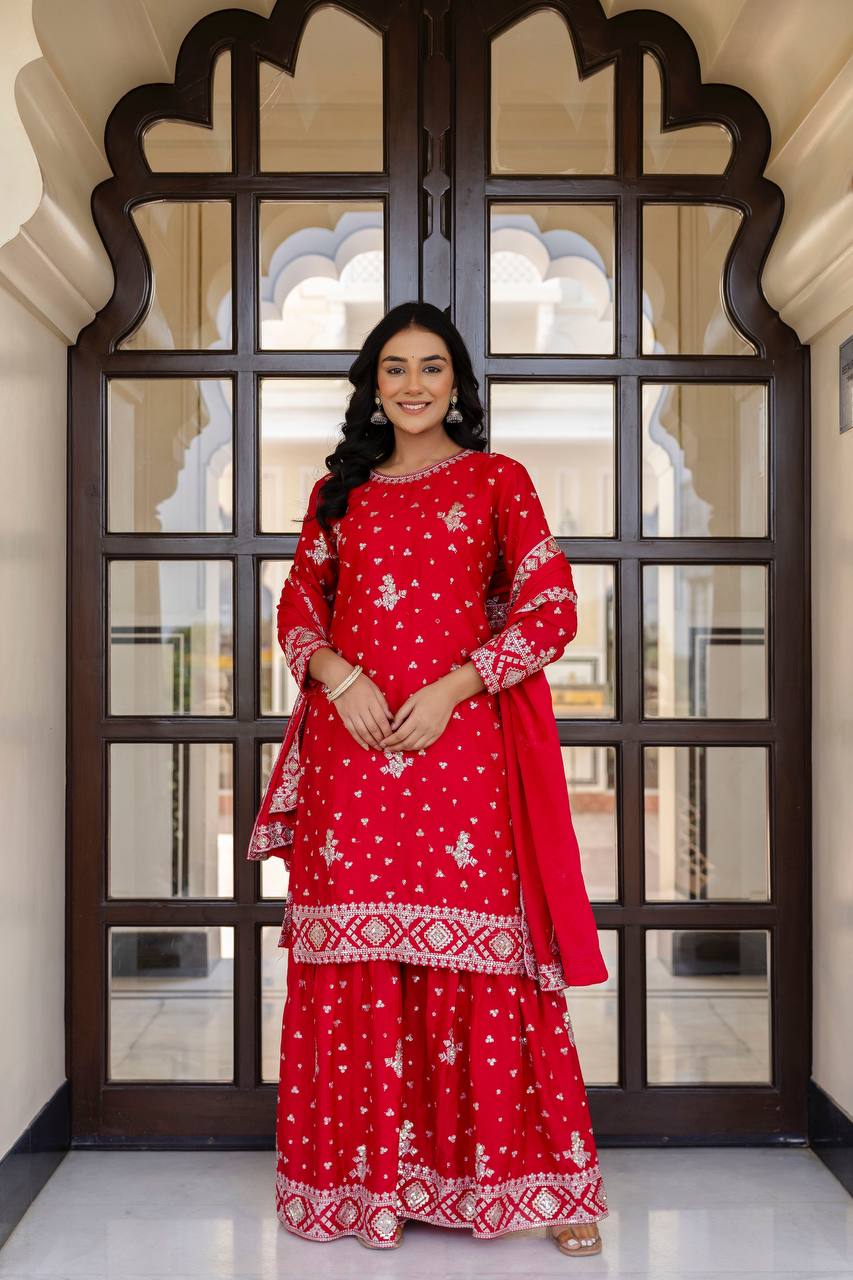 Chinon Silk Sequence Work Salwar Suit