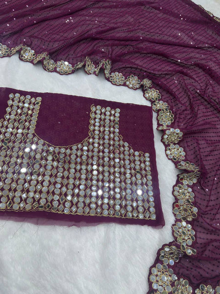 Party Wear Georgette Mirror Sequence Saree Blouse