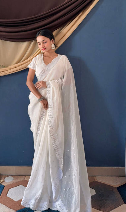 Latest Cream Diamond Crunchy Saree Blouse