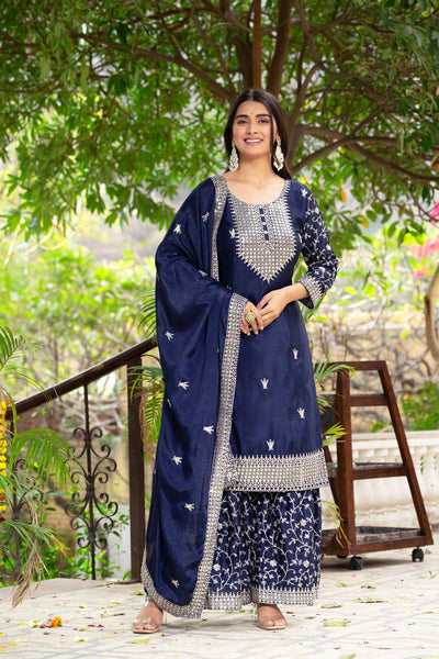 Latest Chinon Silk Sequence Sharara Salwar Suit