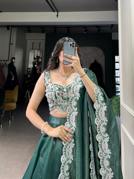 Latest Gold Crush Sequence Thread Lehenga Choli