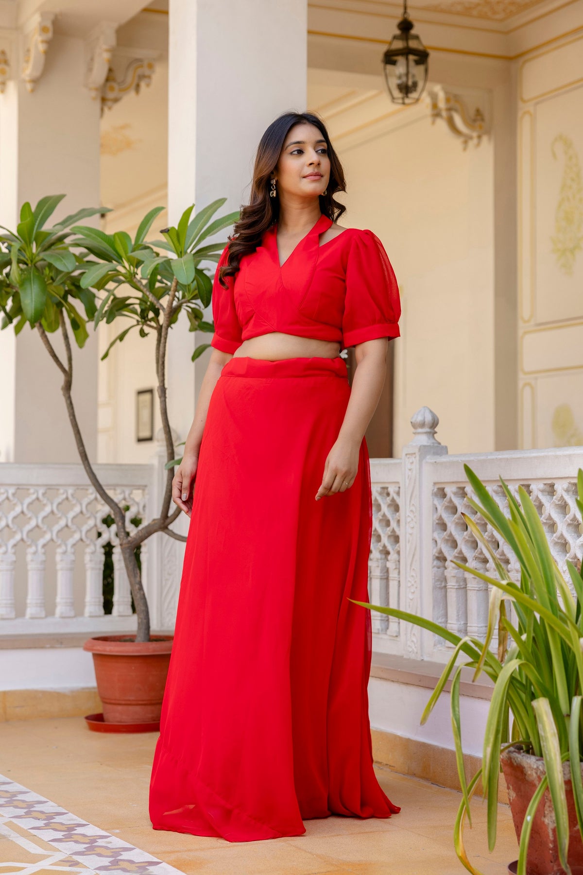 Red Color Georgette Ready to wear Lehenga Choli