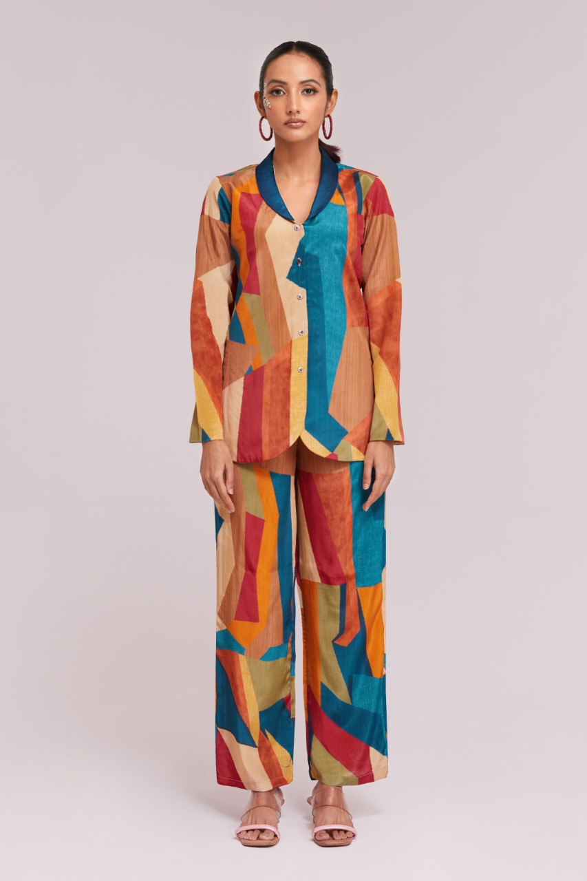 Multi Color Crape Printed Co-Ord Set