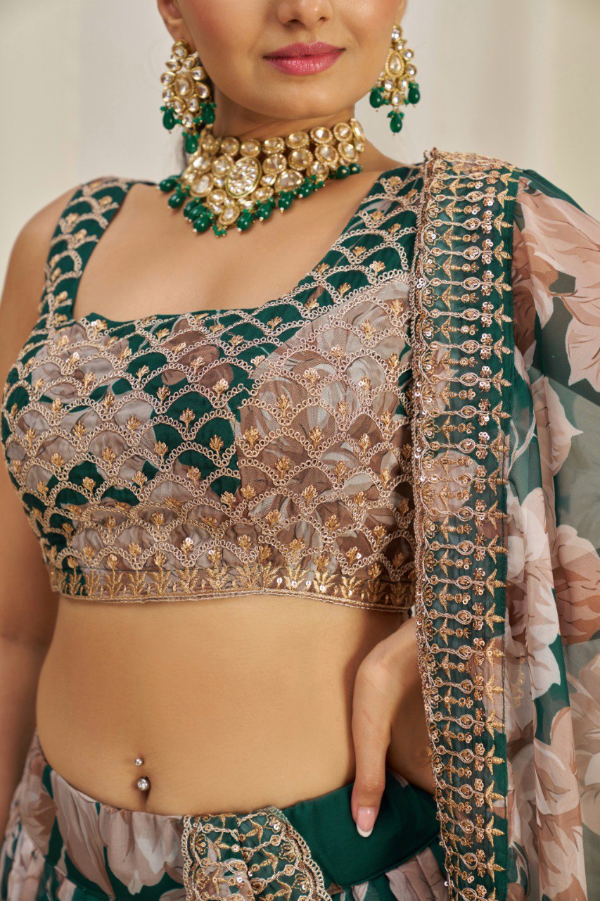 Wedding Wear Organza Sequence Lehenga Choli