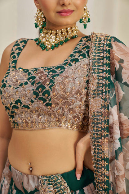Wedding Wear Organza Sequence Lehenga Choli