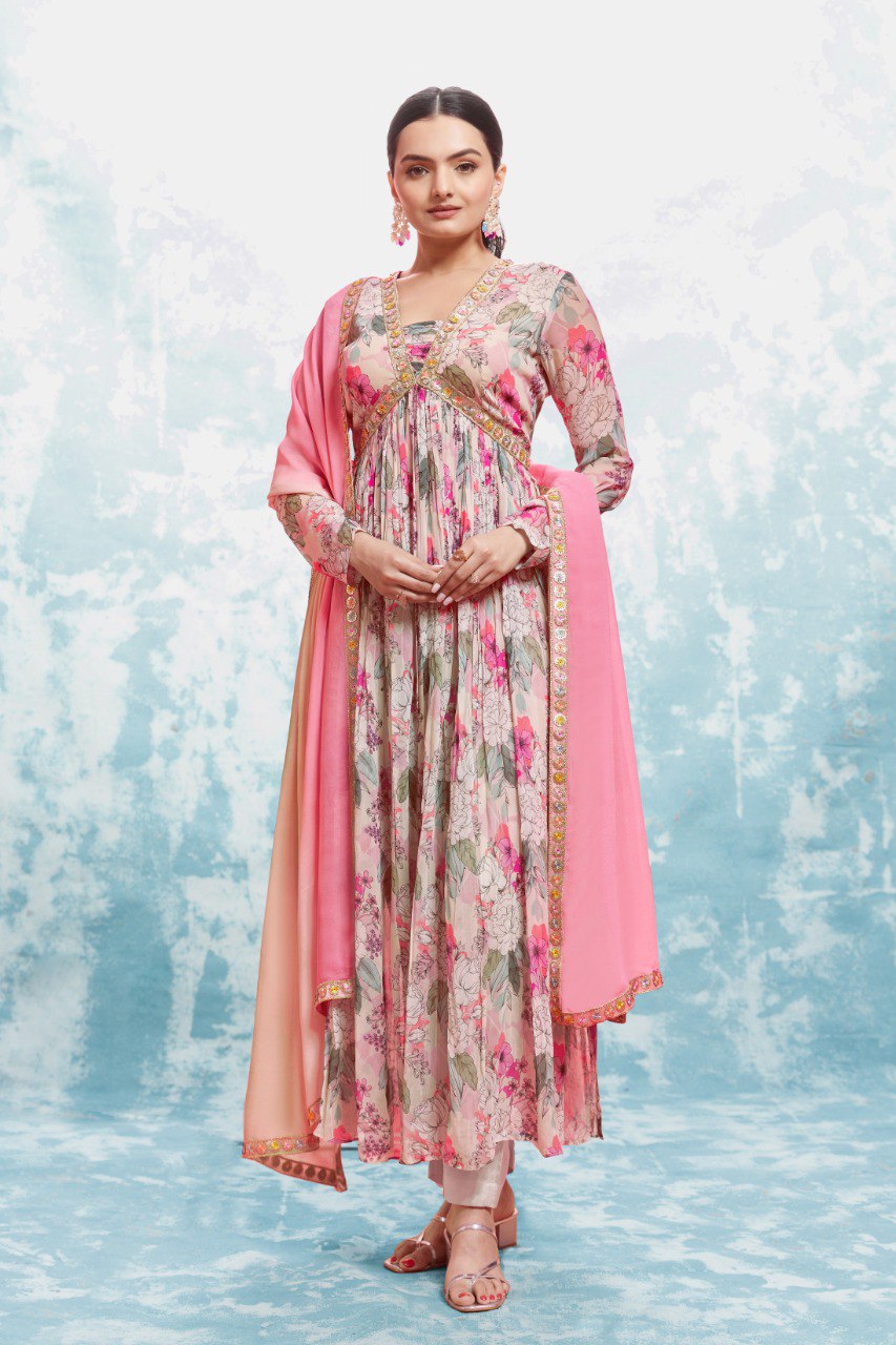 Pink Color Georgette Printed Salwar Suit