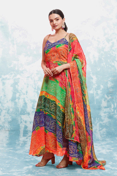 Multi Color Georgette Printed Gown