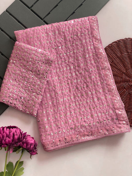 Latest Georgette Sequence Embroidery Saree Blouse