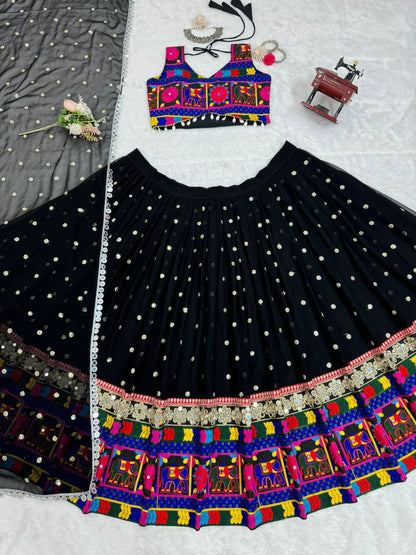 Latest Georgette Chine Stitch Kodi Work Lehenga Choli