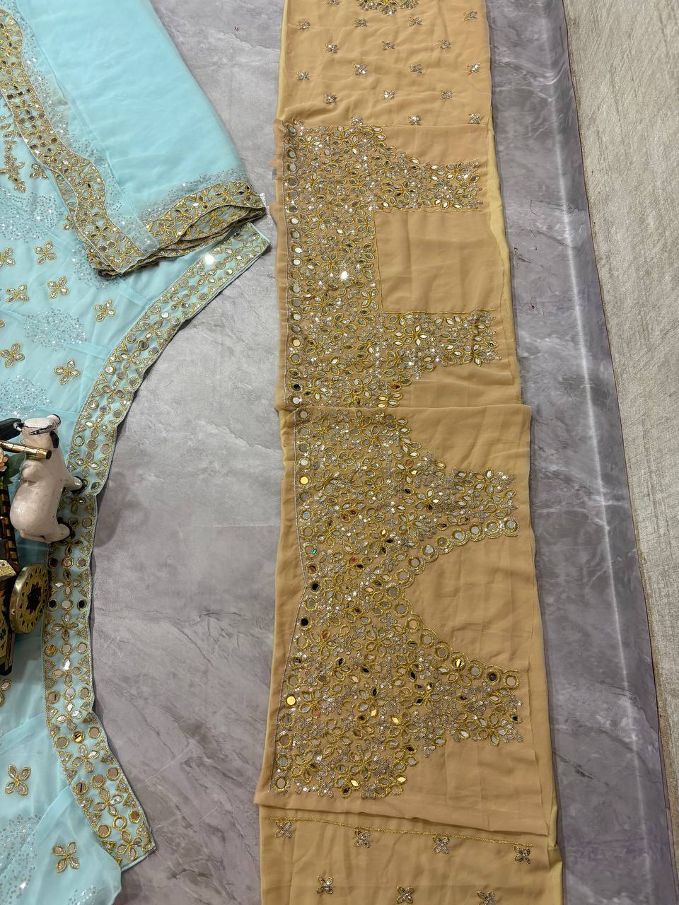 Skyblue Net Lehenga Choli For Women