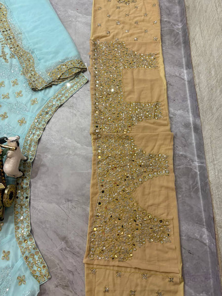 Skyblue Net Lehenga Choli For Women