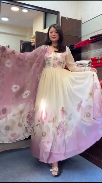 georgette anarkali sequence suit