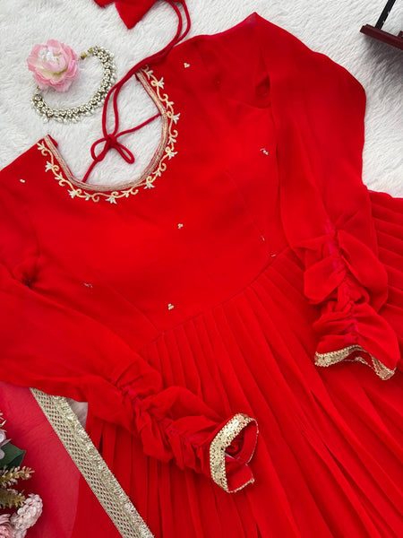 Designer Georgette Anarkali Suit with Pant & Dupatta | Wedding & Festive Collection