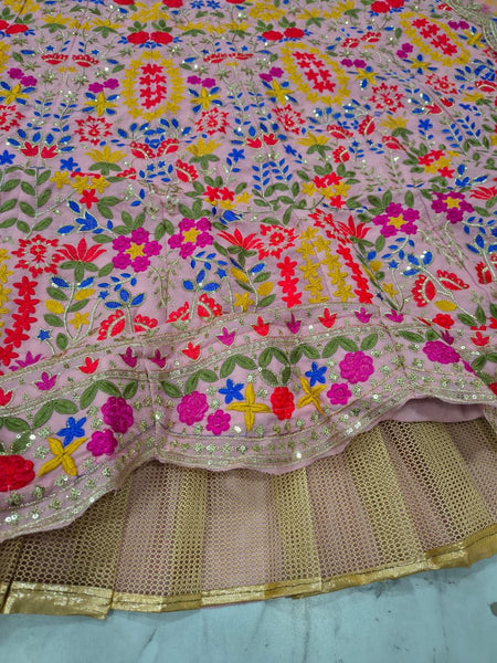 Premium Faux Georgette Embroidered Lehenga Choli With Sequins Work, Heavy Cancan & Net Dupatta – Wedding & Party Wear