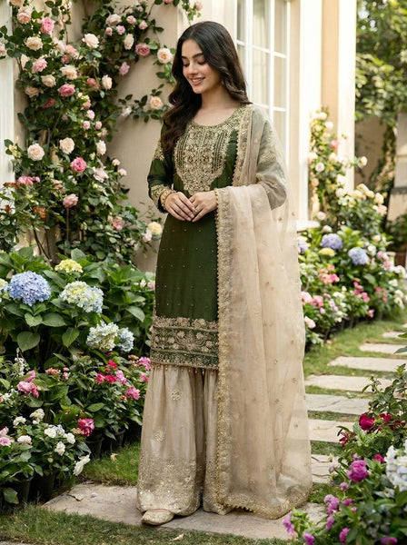 Silk Embroidery Sharara Suit