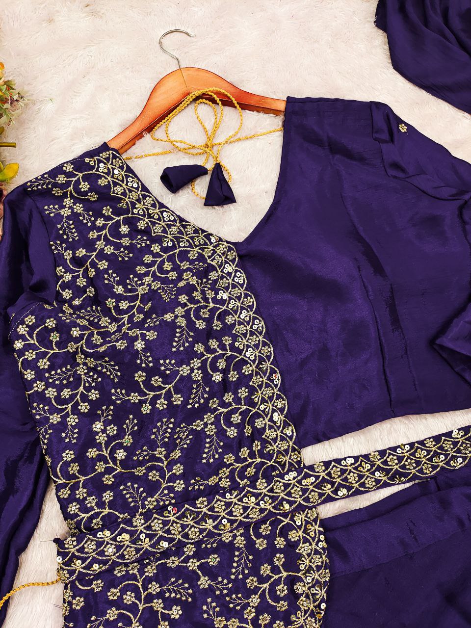 chinon silk ready to wear lehenga saree