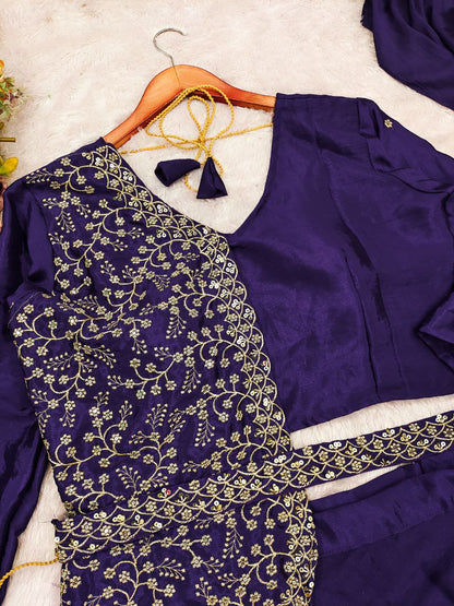 chinon silk ready to wear lehenga saree