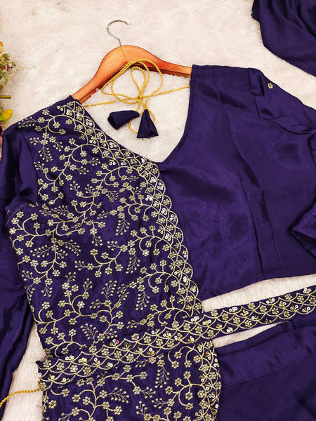 chinon silk ready to wear lehenga saree