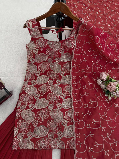Latest Simmer Silk Kurta Sharara Dupatta