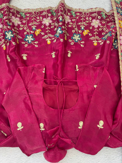 Anarkali Silk Gown Plazo Dupatta