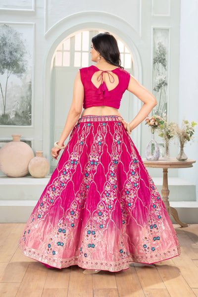 Chinon Silk Embroidered Lehenga Choli Set