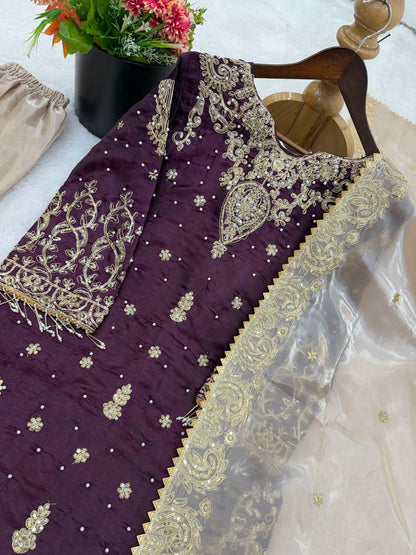 Silk Embroidered Sharara Set