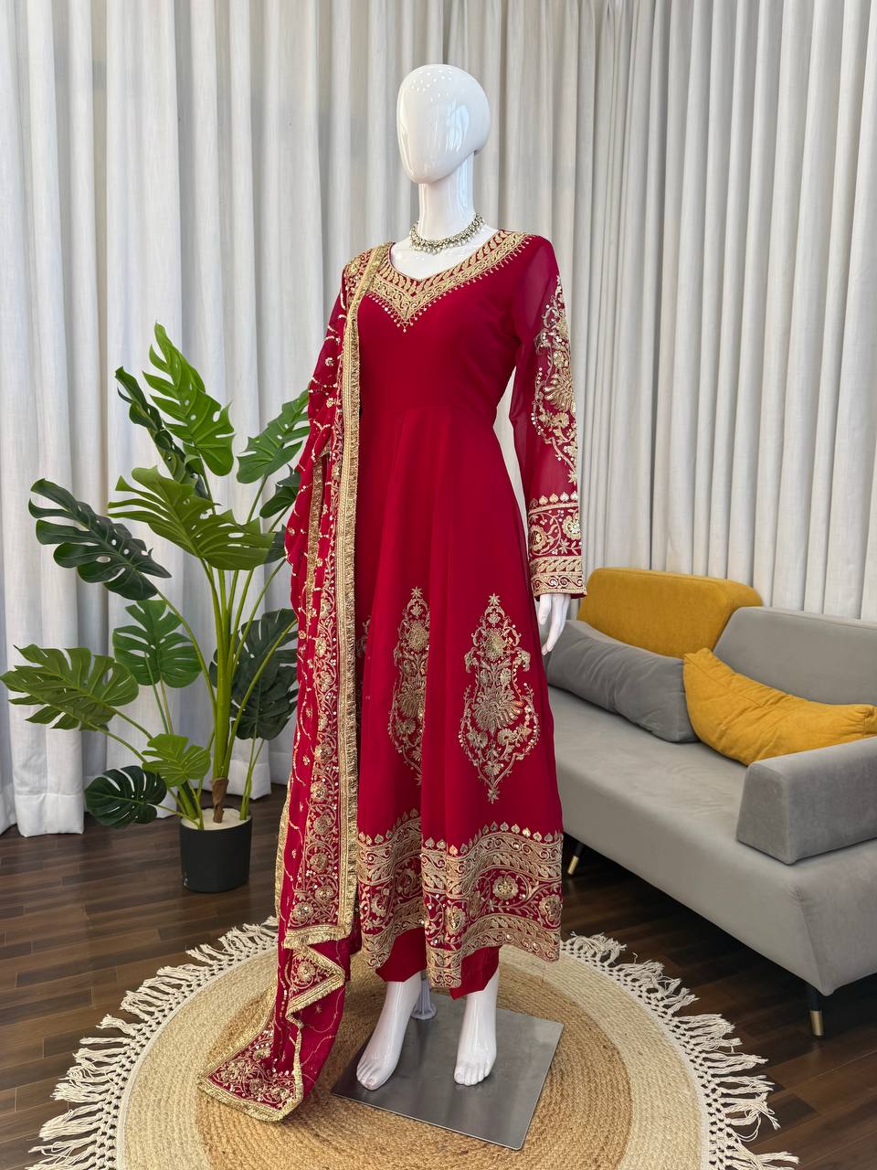 Exquisite Anarkali Suit Set – Faux Georgette with Sequence Embroidery