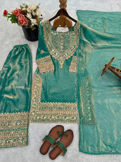 Fendy Silk Embroidered Sharara Set