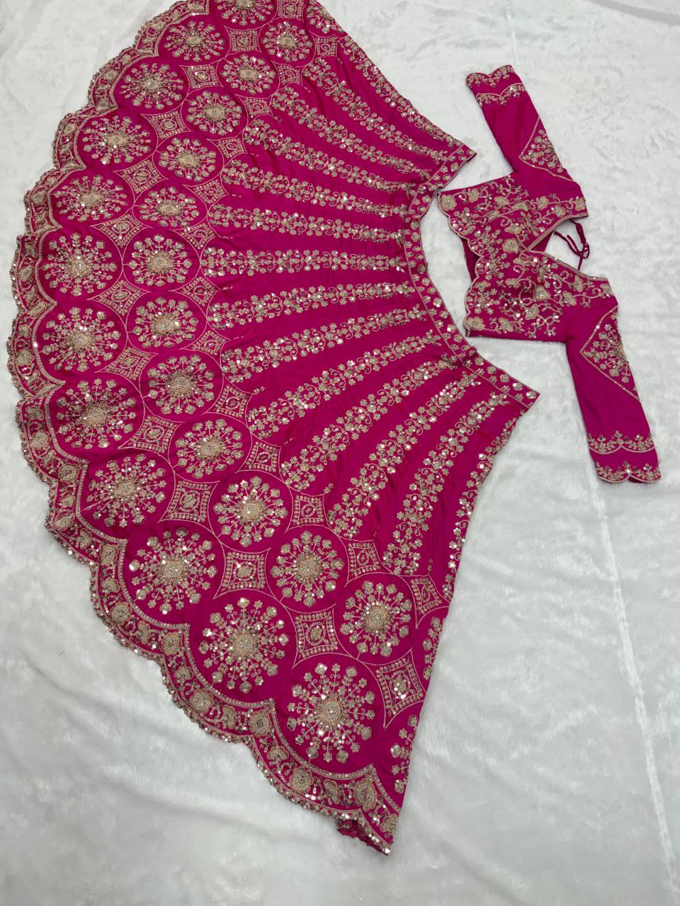Two-Tone Silk Designer Lehenga Choli with Intricate Thread & Sequins Work