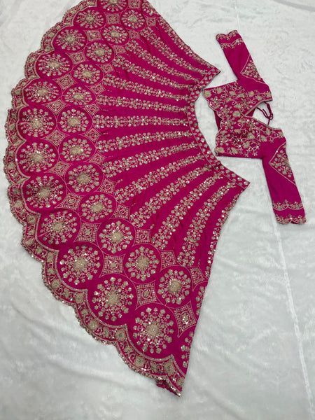 Two-Tone Silk Designer Lehenga Choli with Intricate Thread & Sequins Work