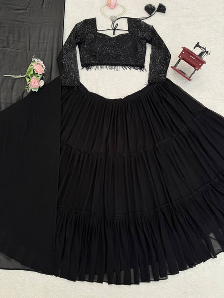 Exquisite Ruffle Style Faux Georgette Lehenga Choli Set