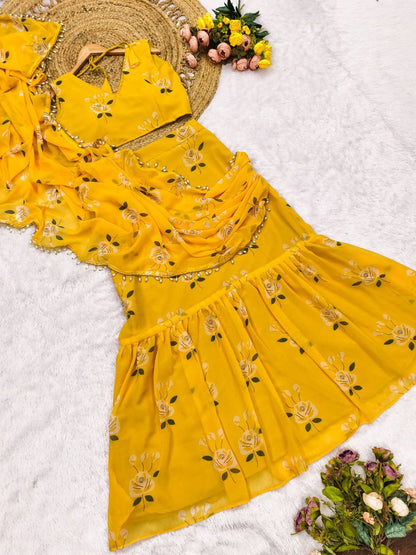 Lehenga Saree | Soft Georgette with Digital Floral Print