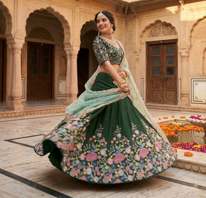 Premium Super Satin Silk Embroidery Lehenga Choli Set