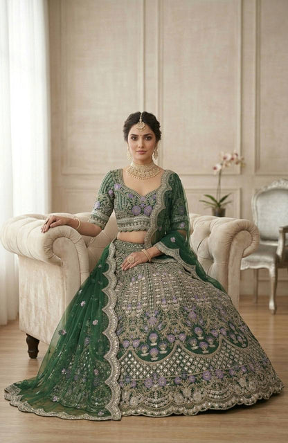 Heavy Mono Satin Silk Lehenga with Coding Sequins Work
