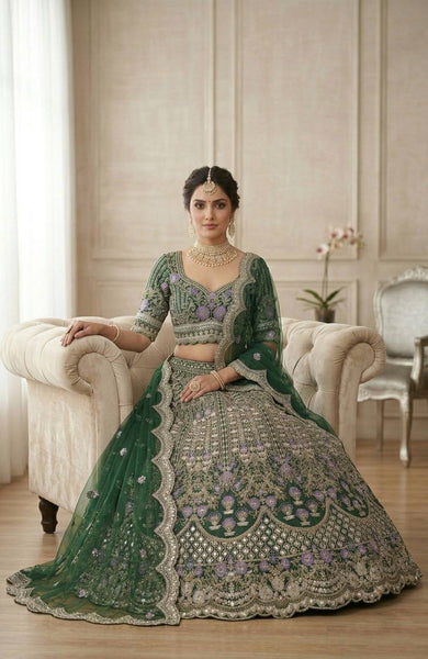 Heavy Mono Satin Silk Lehenga with Coding Sequins Work