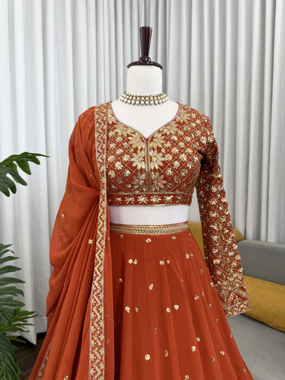 Premium Foux Georgette Lehenga Choli with Intricate Embroidery