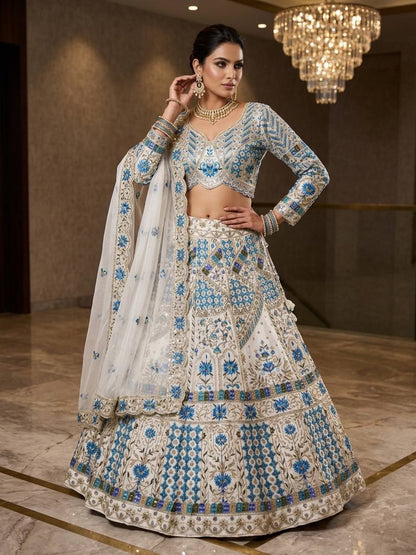 Premium Faux Georgette Lehenga Choli with Sequins Embroidery