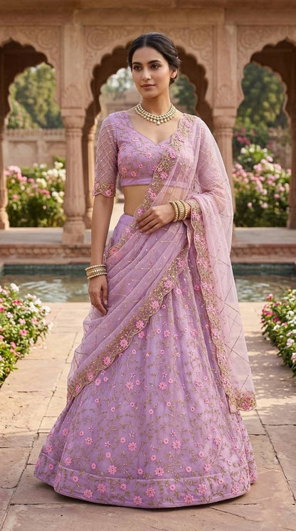 Exquisite Soft Butterfly Net Lehenga Choli with Sequins Embroidery
