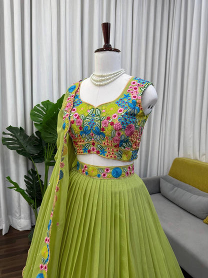 Elegant Tabby Organza Silk Lehenga Choli with Sequence Embroidery