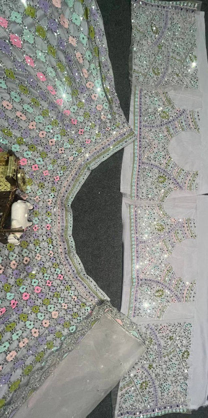 Premium Butterfly Net Lehenga Choli with Real Mirror Sequins Work