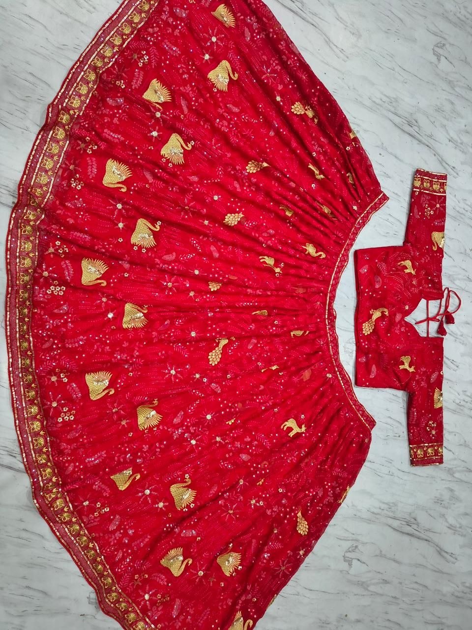Premium Faux Georgette Peacock Design Lehenga Choli