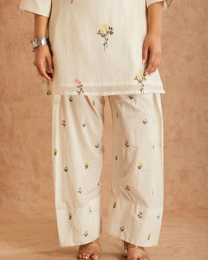Exquisite Cotton Silk Multi-Needle Embroidered Farshi Salwar Suit