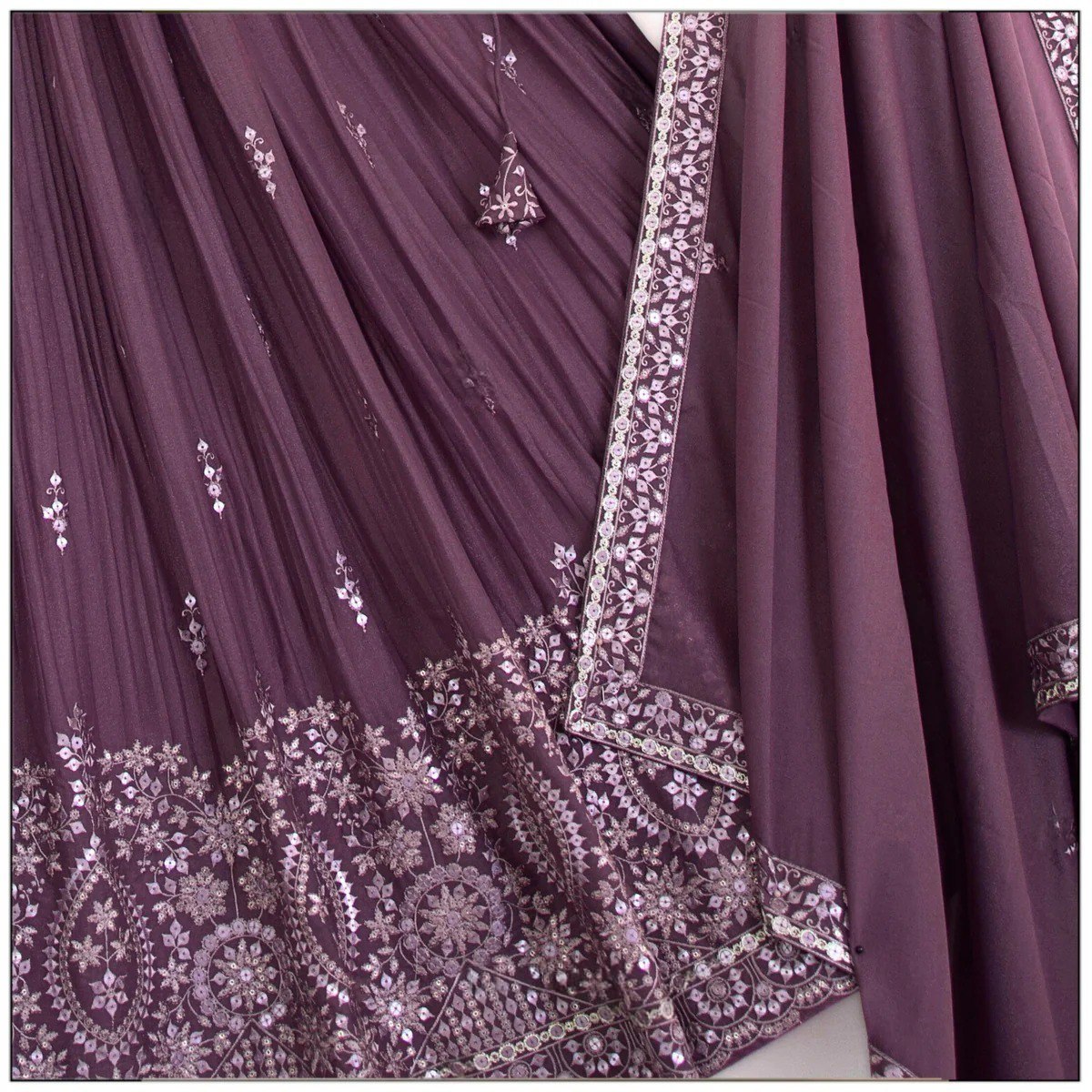 Premium Star Faux Georgette Lehenga Choli Set with Heavy Sequins Thread Embroidery