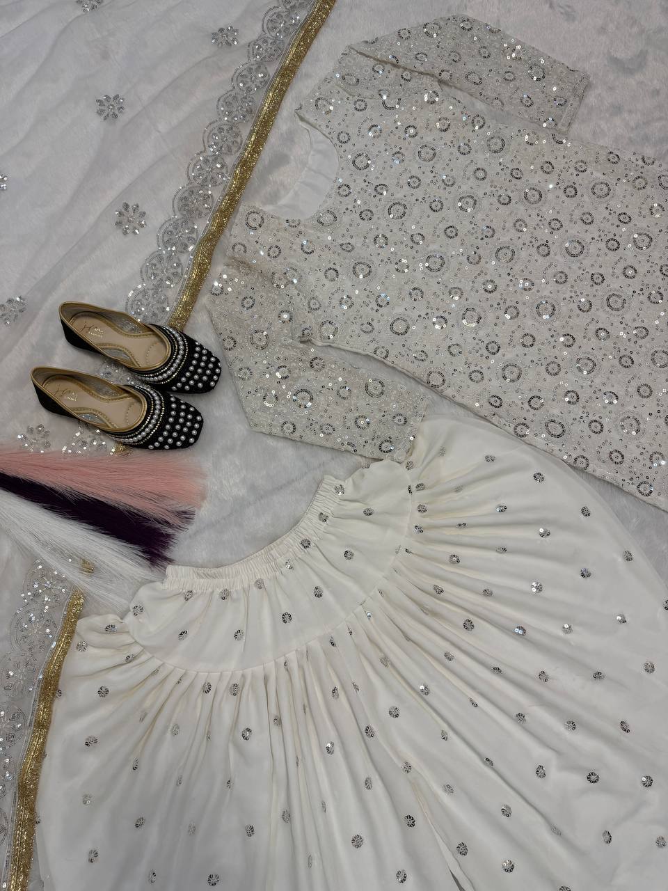 Elegant Blooming Faux Georgette Dhoti Salwar Suit Set