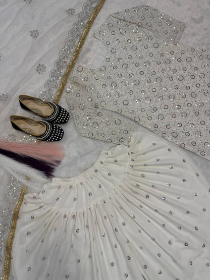 Elegant Blooming Faux Georgette Dhoti Salwar Suit Set