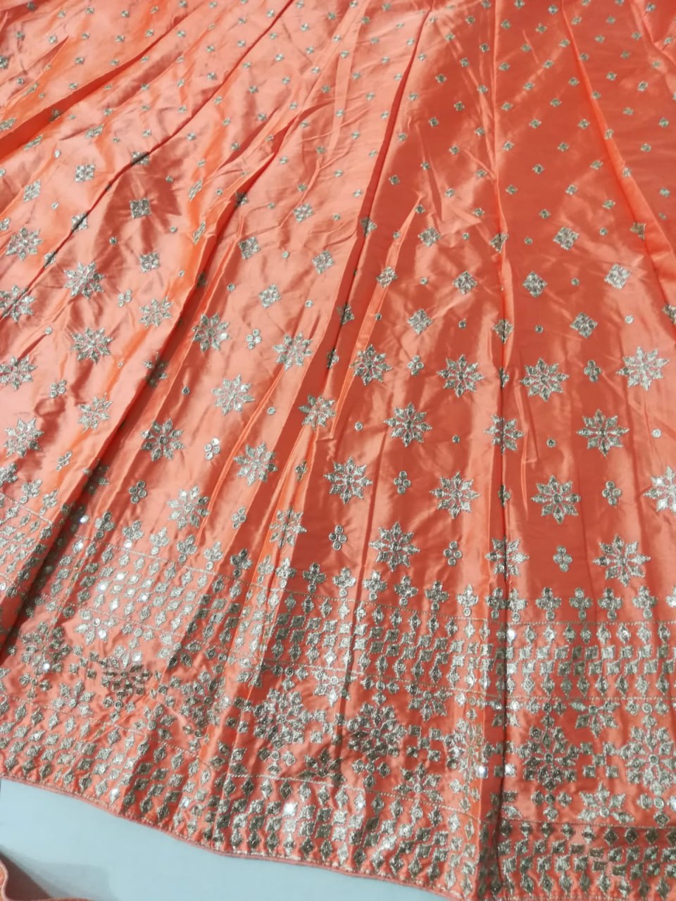 Premium Devsena Silk Orange Lehenga Choli Set